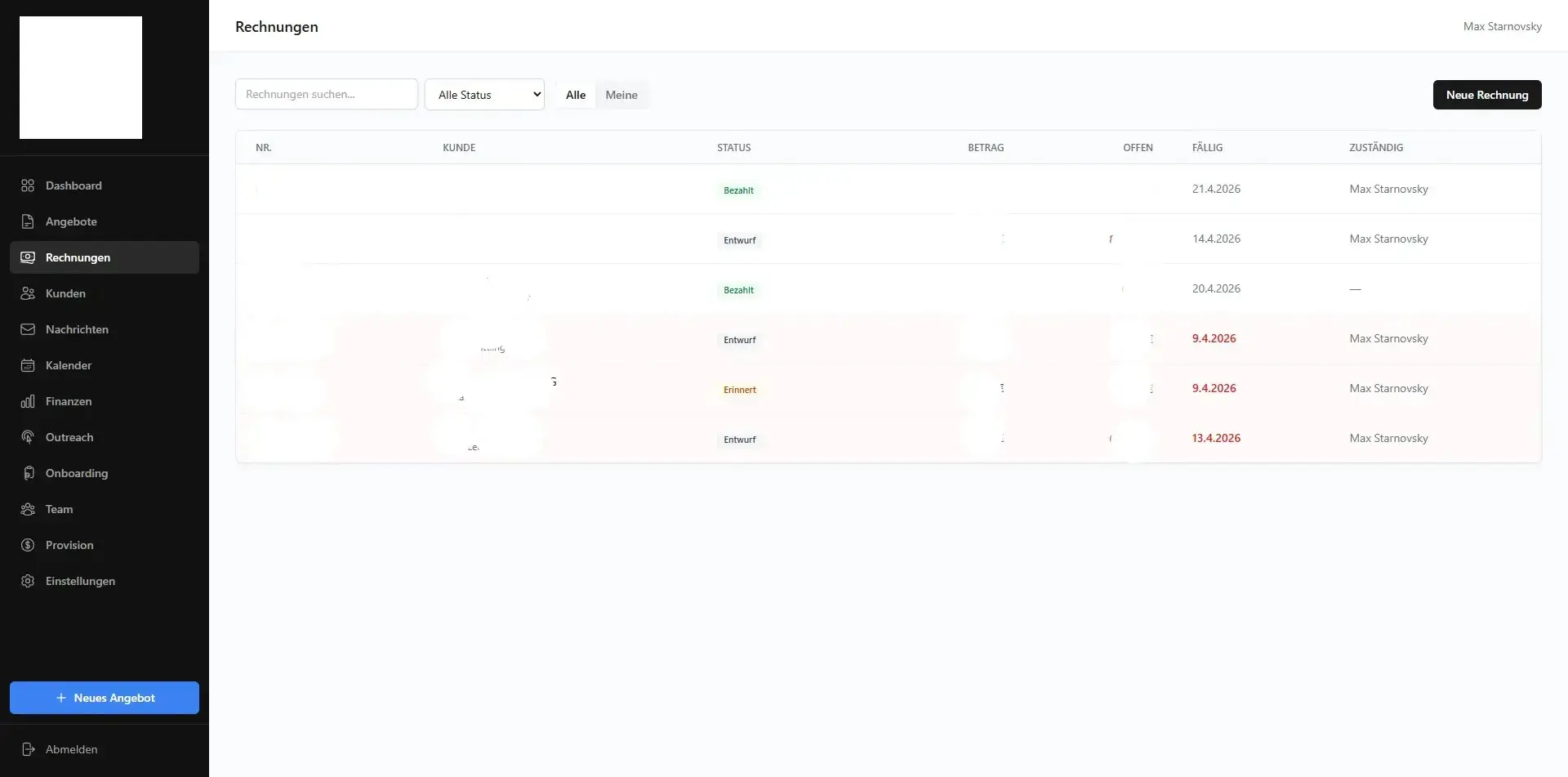 MS Solutions CRM – Rechnungen: Mit automatischem Mahnwesen
