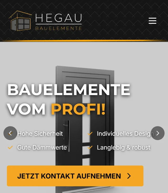 Website von Hegau Bauelemente auf dem Handy, Fenster und Türen in Lörrach